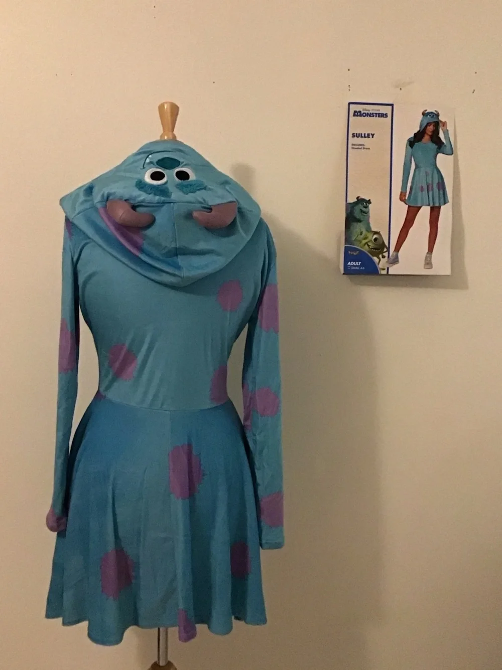 Sulley-Inspired Blue Kids Halloween Costume Dress with Hood